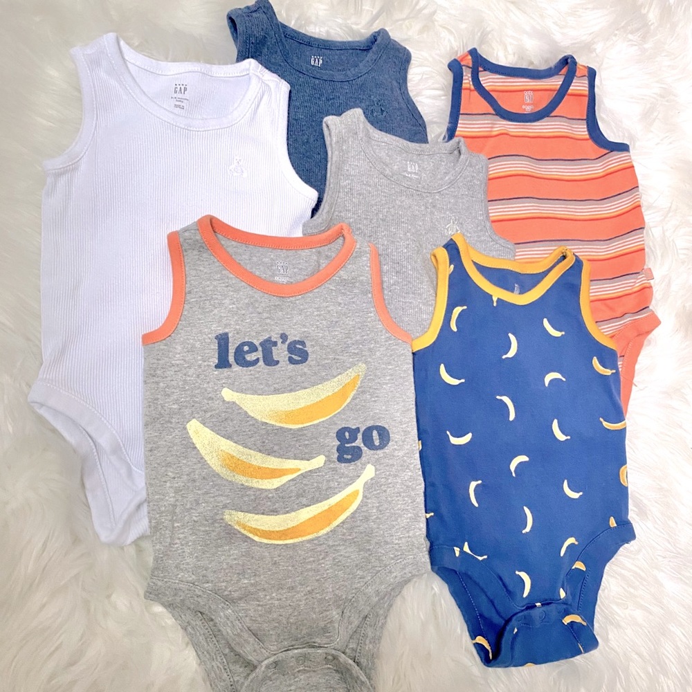 Gap Baby Sleeveless Bodysuit Lot of 6 Size 3-6M Boy Summer Bundle